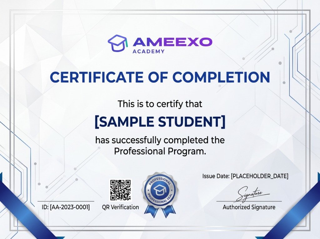 AMEEXO Guided Internship Certificate